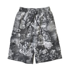 画像1: FB County Laser Print Fleece Cargo Shorts - Black (1)