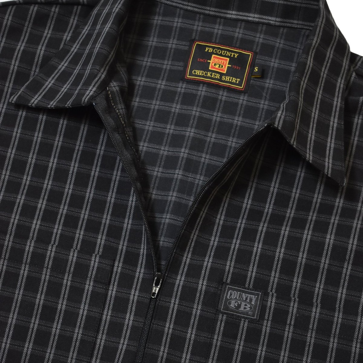 画像4: FB County S/S Heavyweight Vintage 1/2 Zip Shirts - Black/Grey (4)