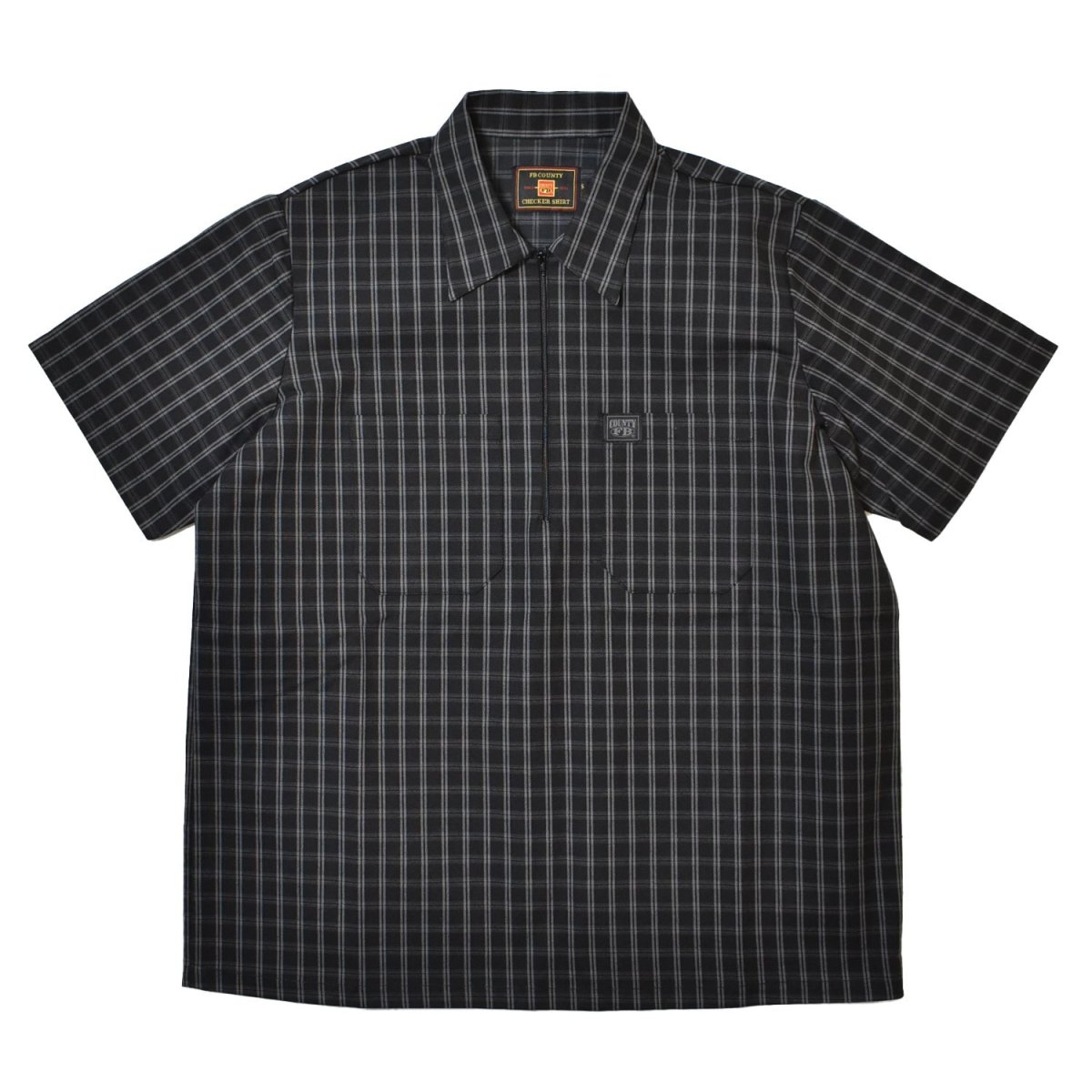 画像1: FB County S/S Heavyweight Vintage 1/2 Zip Shirts - Black/Grey (1)