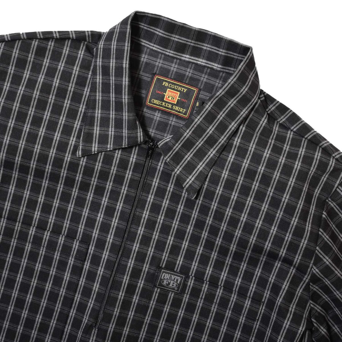 画像2: FB County S/S Heavyweight Vintage 1/2 Zip Shirts - Black/Grey (2)