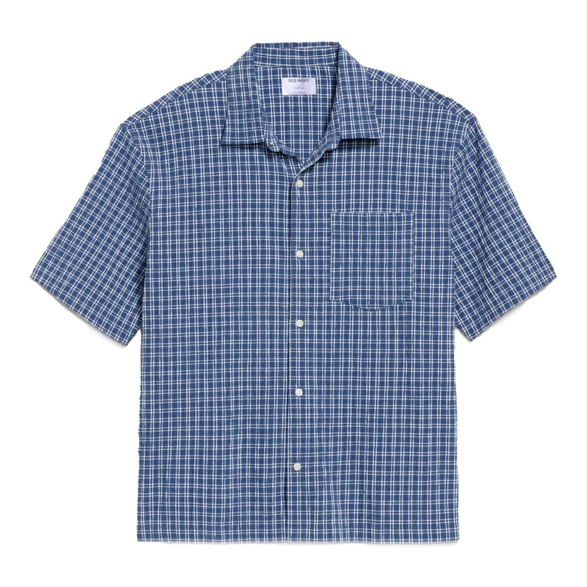 画像1: Old Navy S/S Seersucker Check Shirts - Blue (1)