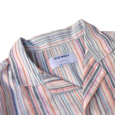 画像2: Old Navy S/S Linen Stripe Shirts - White/Multi (2)