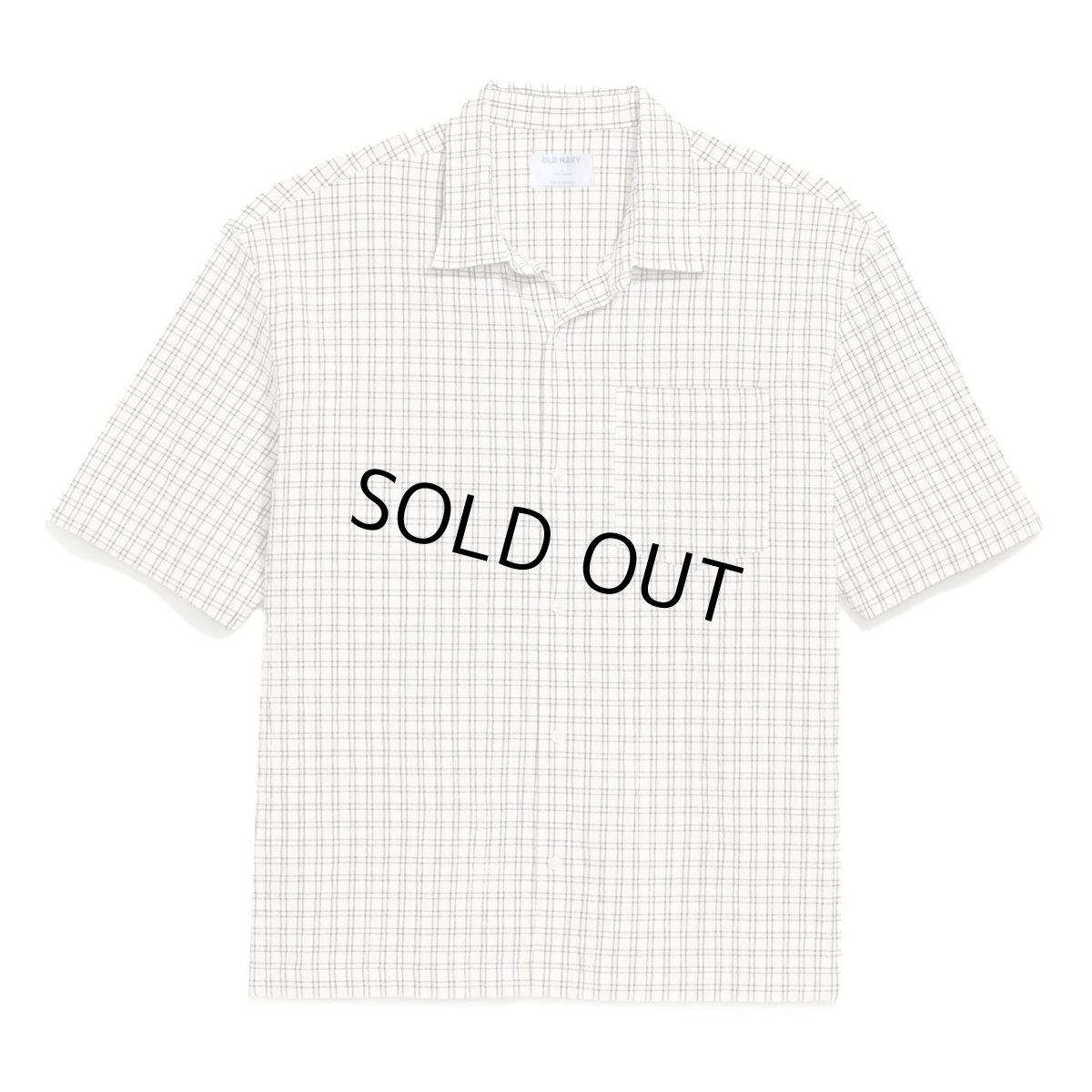 画像1: Old Navy S/S Seersucker Check Shirt - White (1)