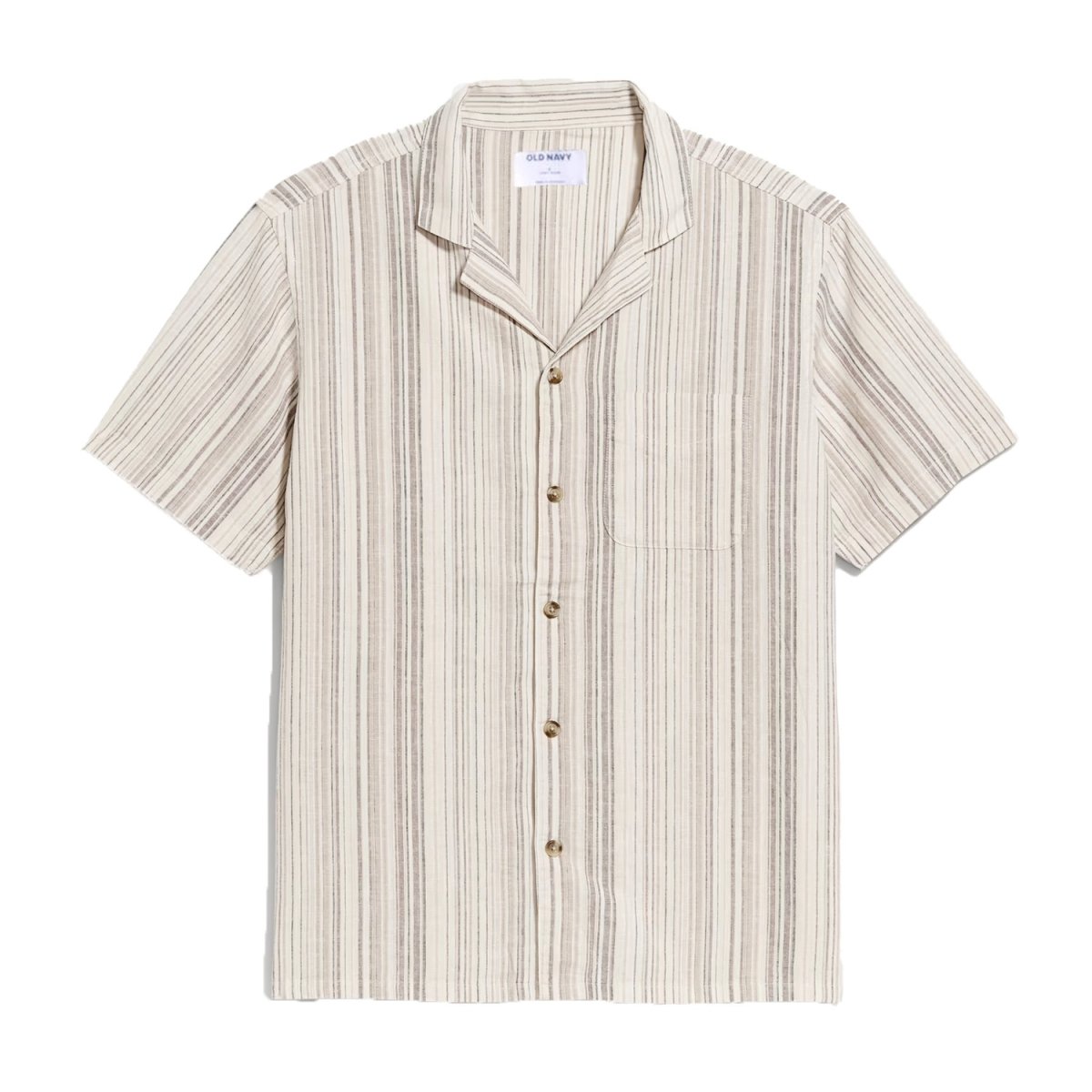 画像1: Old Navy S/S Linen Stripe Shirts - Khaki/Gray/Natural (1)