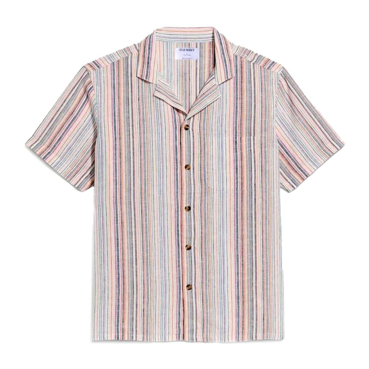 画像1: Old Navy S/S Linen Stripe Shirts - White/Multi (1)