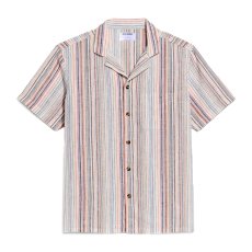 画像1: Old Navy S/S Linen Stripe Shirts - White/Multi (1)