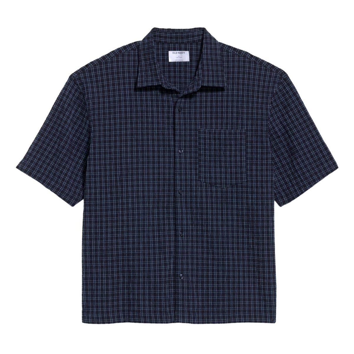 画像1: Old Navy S/S Seersucker Check Shirts - Navy (1)