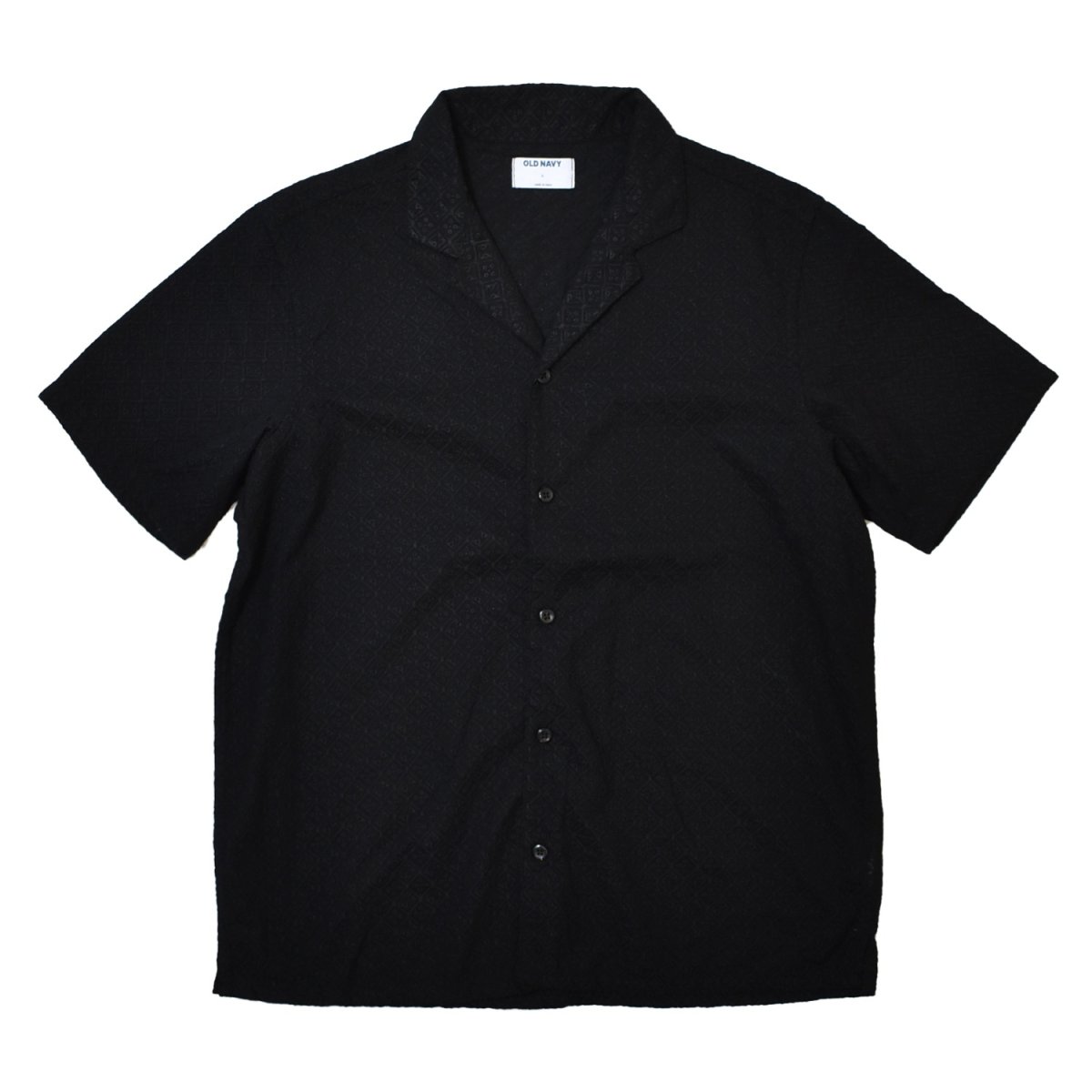 画像1: Old Navy S/S Lace Camp Shirts - Black (1)