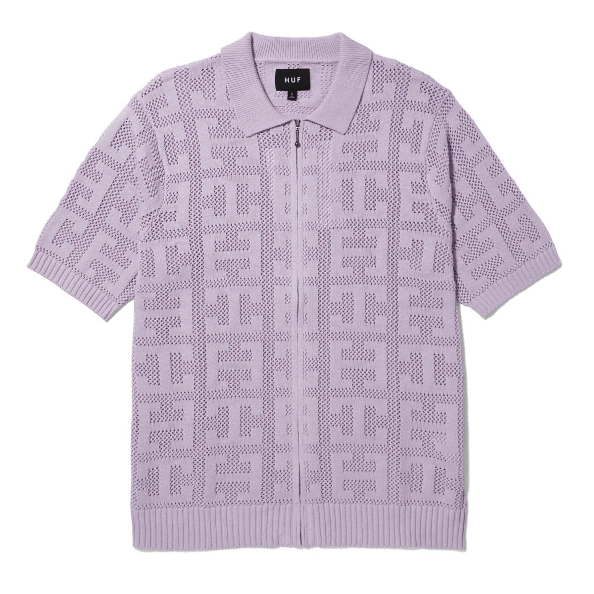画像1: HUF Monogram Jacquard Zip Sweater - Lavender (1)