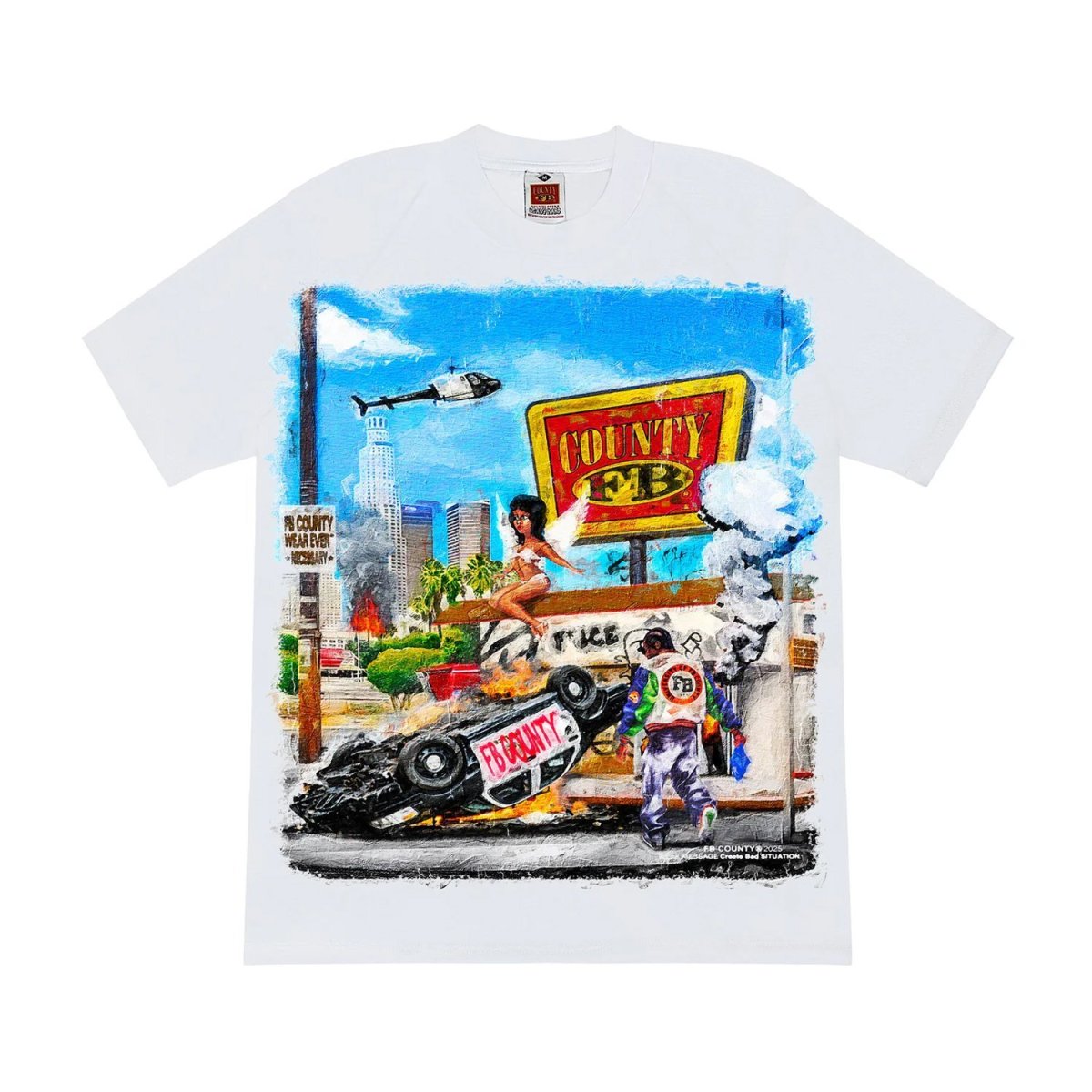 画像1: FB County Ghetto-Street Graphic Heavy Hard Tee - White (1)