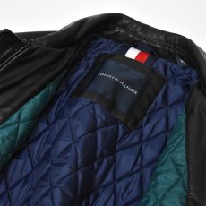 画像4: Tommy Hilfiger Faux Leather Military Bomber - Black (4)