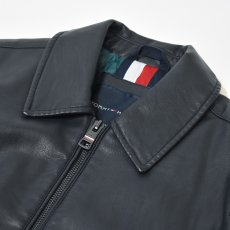 画像5: Tommy Hilfiger Faux Leather Military Bomber - Navy (5)