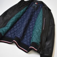 画像3: Tommy Hilfiger Faux Leather Military Bomber - Black (3)
