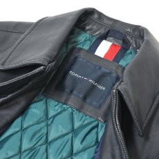 画像4: Tommy Hilfiger Faux Leather Military Bomber - Navy (4)