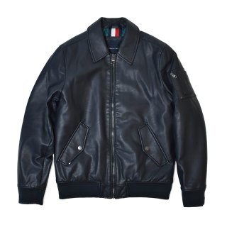 Levi's スウェードレザー ボンバージャケット ノーカラー ネイビー S Levi's スウェードレザー ボンバージャケット ノーカラー