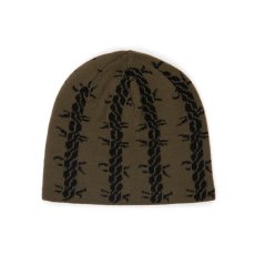 画像1: Corduroy Tribal Wire Reversible Beanie - BlackｘGreen (1)