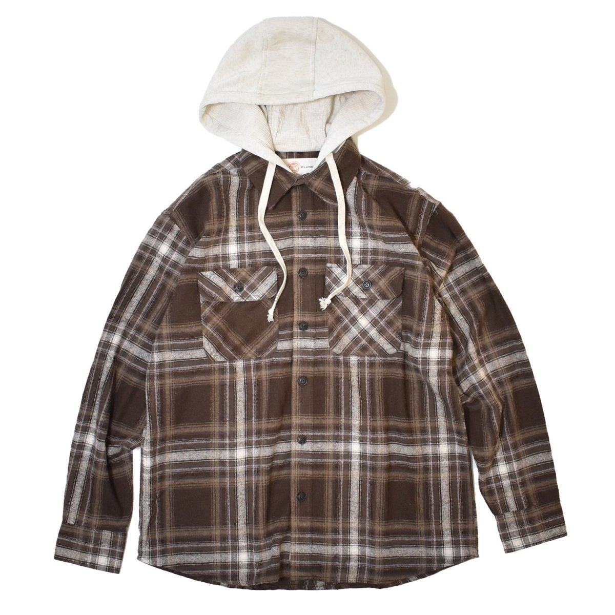 画像1: Free Planet Hooded Plaid Flannel Shirts - Brown Multi (1)