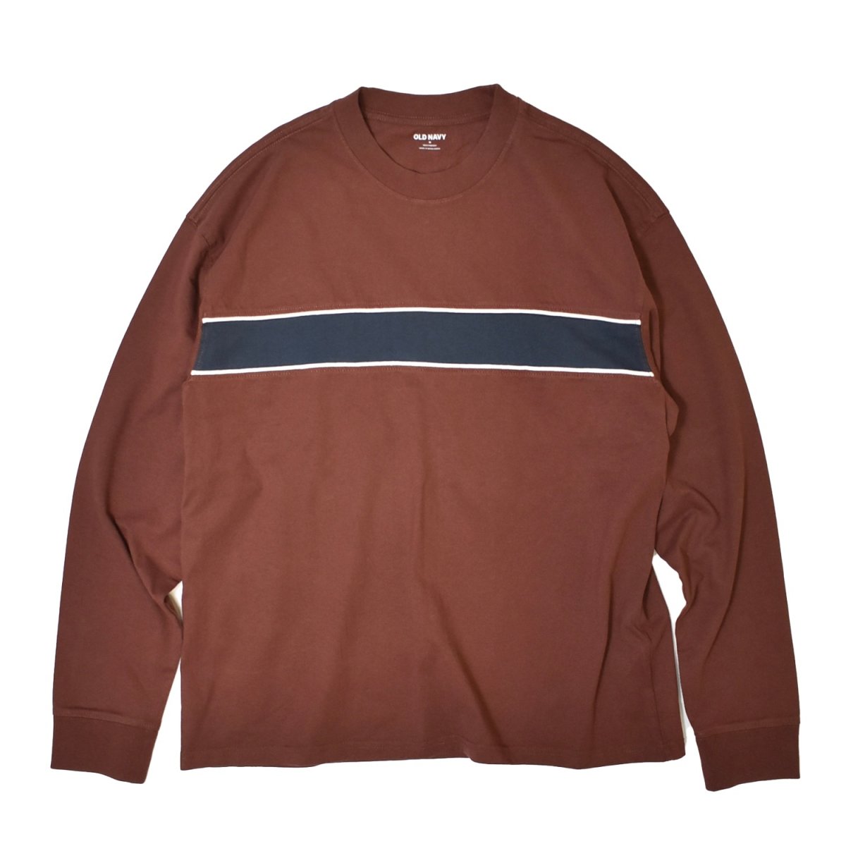 画像1: Old Navy Heavyweight Chest-Stripe T-Shirts - Root Beer (1)
