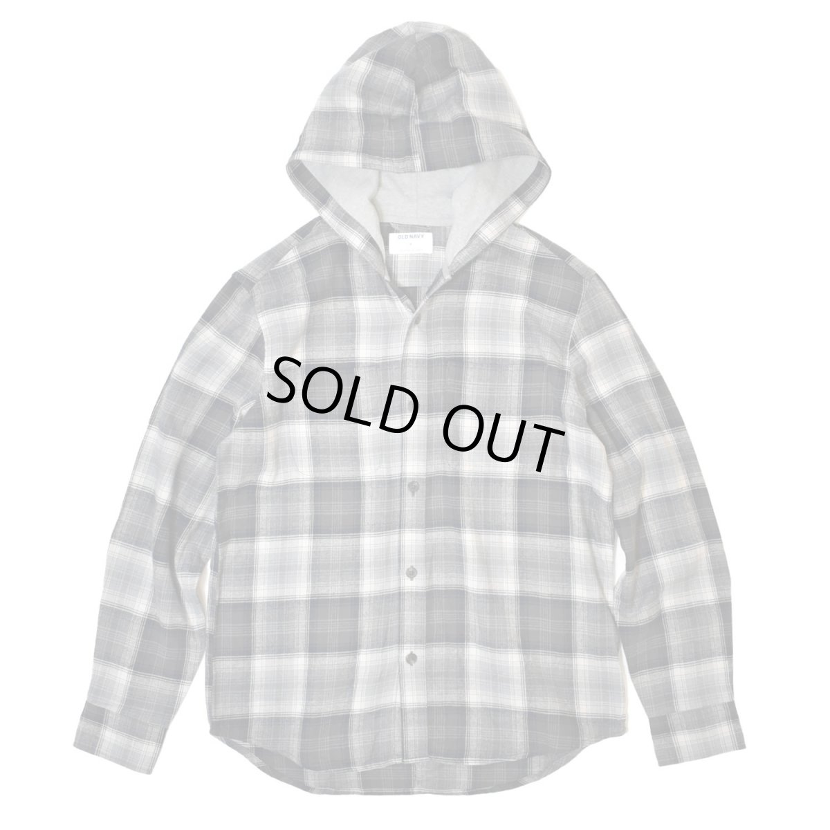 画像1: Old Navy Hooded Plaid Flannel Shirts - Grey Multi (1)