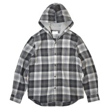 画像1: Old Navy Hooded Plaid Flannel Shirts - Grey Multi (1)