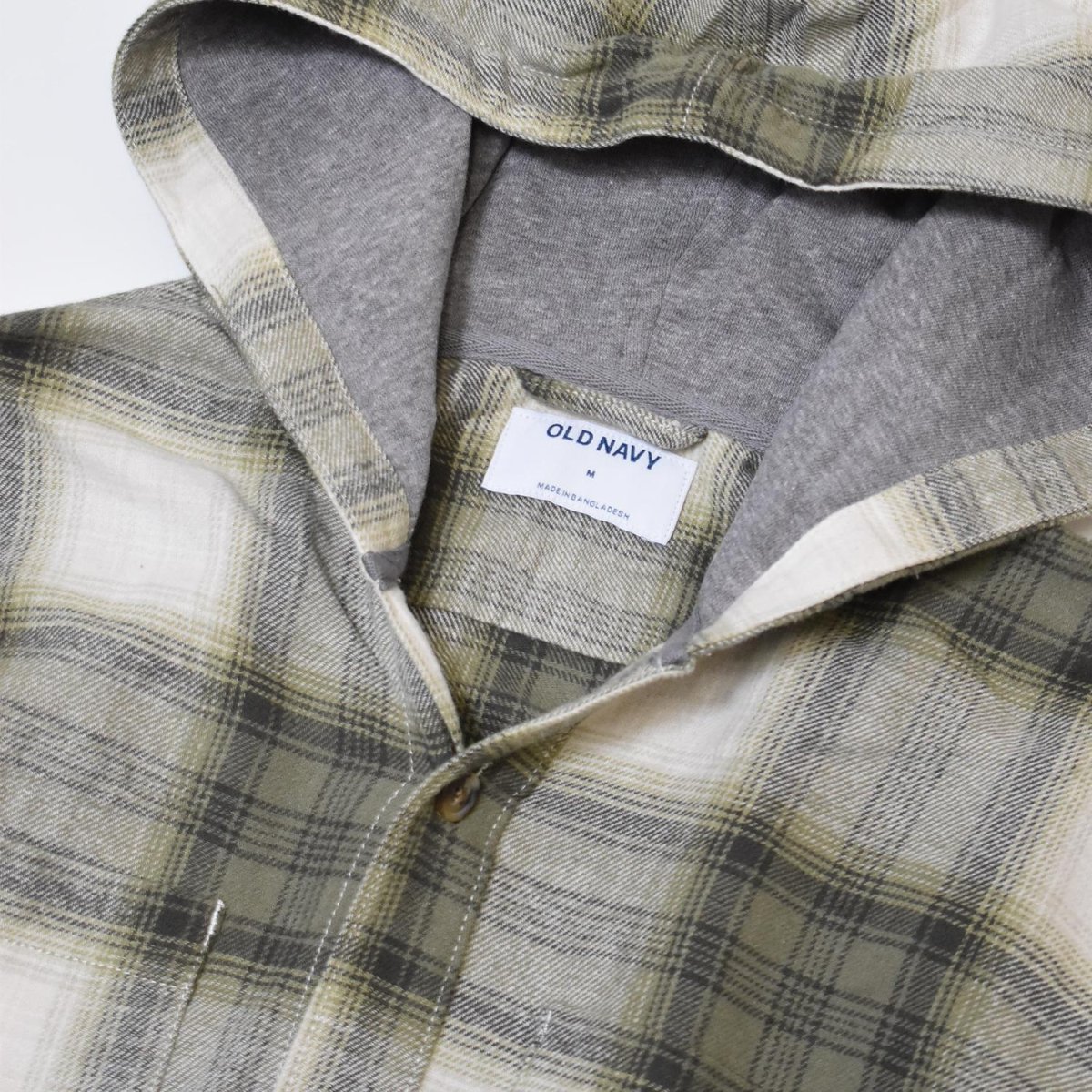 画像2: Old Navy Hooded Plaid Flannel Shirts - Olive Forest (2)