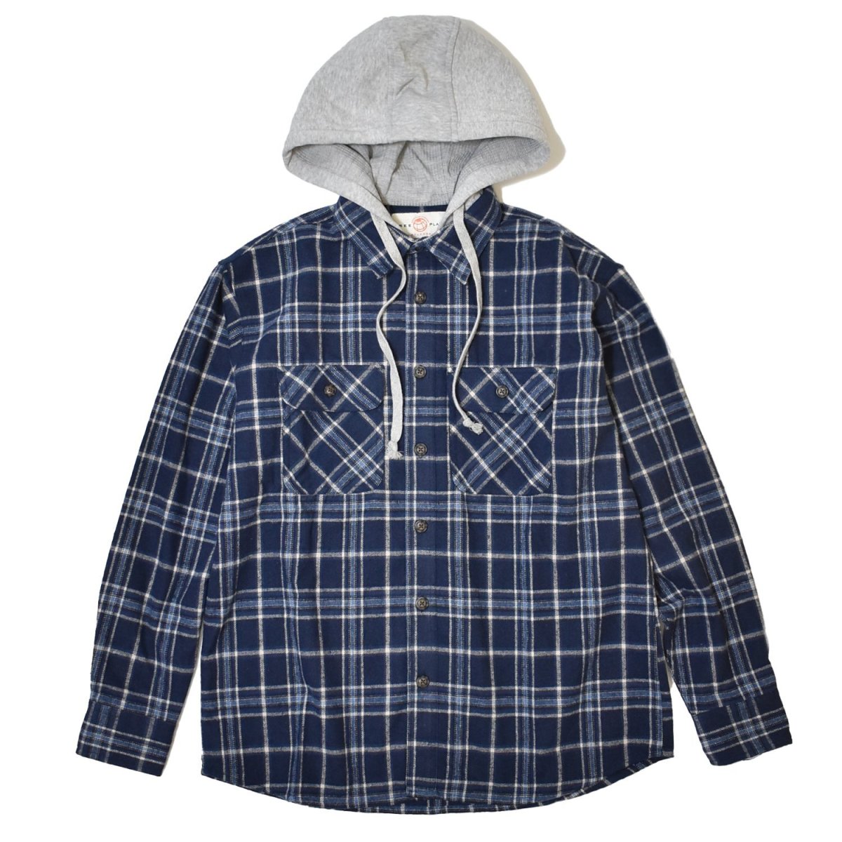 画像1: Free Planet Hooded Plaid Flannel Shirts - Navy Multi (1)