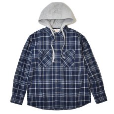 画像1: Free Planet Hooded Plaid Flannel Shirts - Navy Multi (1)