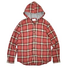 画像1: Old Navy Hooded Plaid Flannel Shirts - Sunset Orange (1)