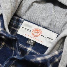画像3: Free Planet Hooded Plaid Flannel Shirts - Navy Multi (3)