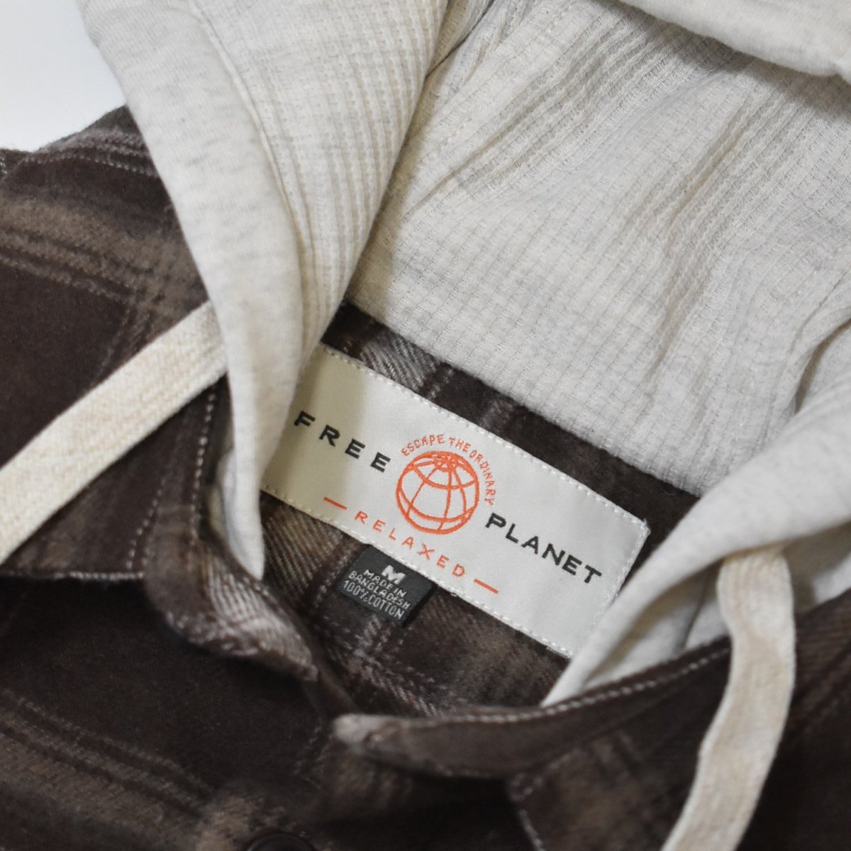 画像3: Free Planet Hooded Plaid Flannel Shirts - Brown Multi (3)