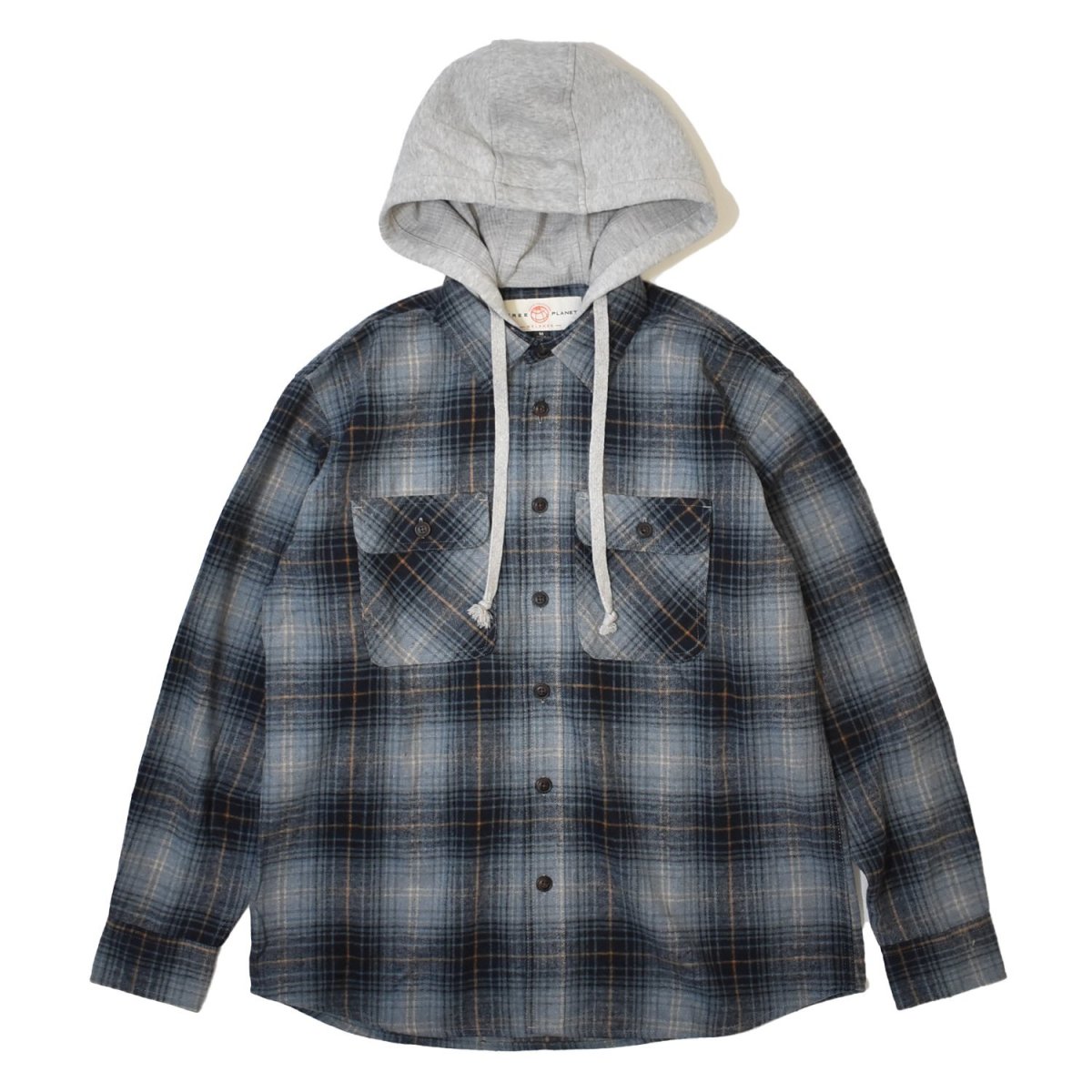 画像1: Free Planet Hooded Plaid Flannel Shirts - Blue Multi (1)
