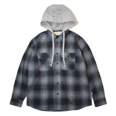 画像1: Free Planet Hooded Plaid Flannel Shirts - Blue Multi (1)
