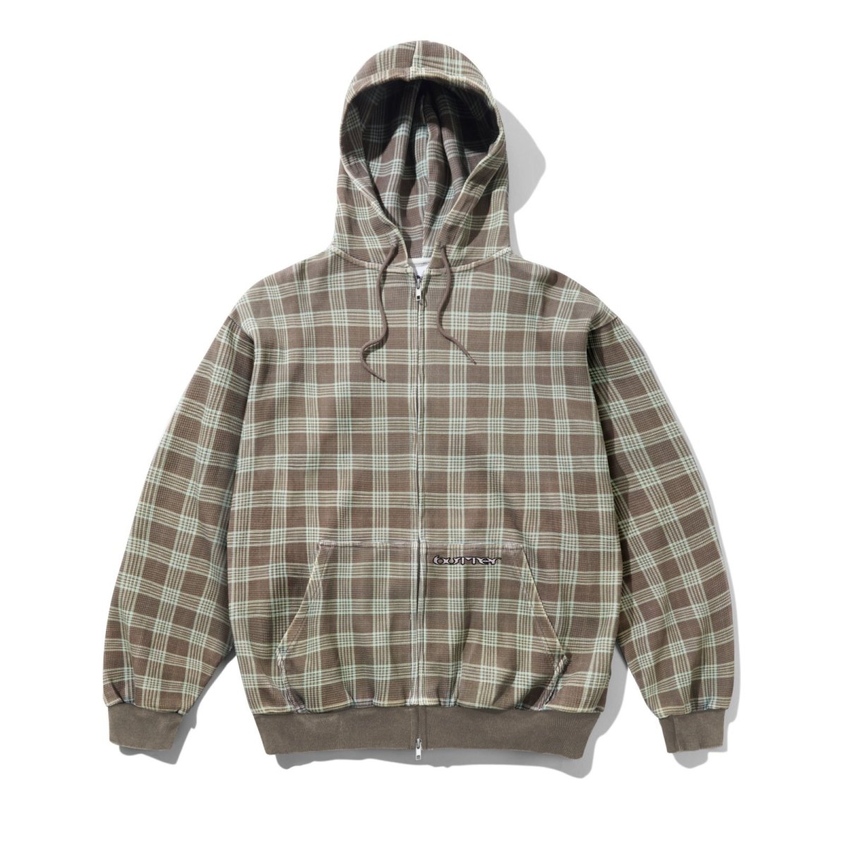 画像1: Butter Goods Waffle Zip Thru Hood - Plaid (1)
