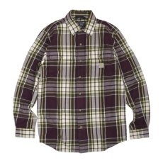 画像1: Carhartt USA Loose Fit L/S Heavyweight Flannel Plaid Shirts - Port (1)
