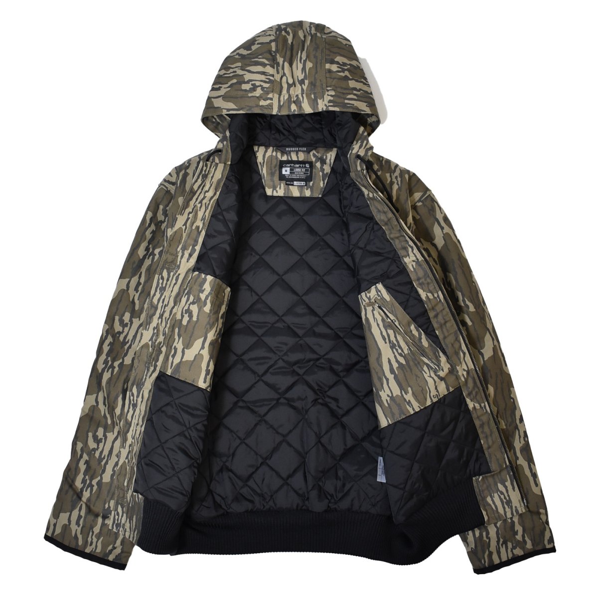画像2: Carhartt USA Rugged Flex® Duck Loose Fit Insulated Camo Active Jacket - Mossy Oak Bottomland (2)