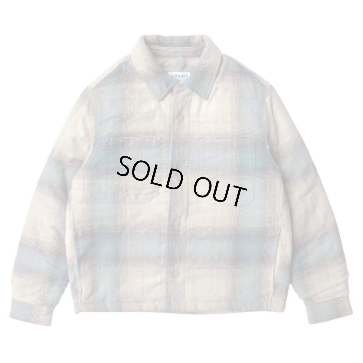 画像1: Old Navy Insulated Cropped Flannel Shacket - White Plaid (1)