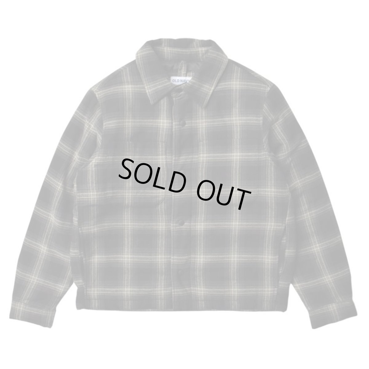 画像1: Old Navy Insulated Cropped Flannel Shacket - Black Plaid (1)