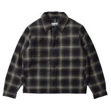 画像1: Old Navy Insulated Cropped Flannel Shacket - Black Plaid (1)