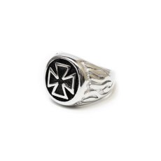 画像1: Flare Cross Round Ring - Silver/Black (1)