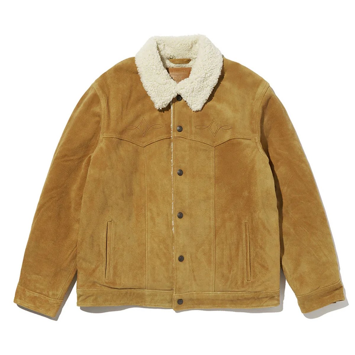 画像1: Levi's Weastern Suede Sherpa Trucker Jacket - Brown (1)