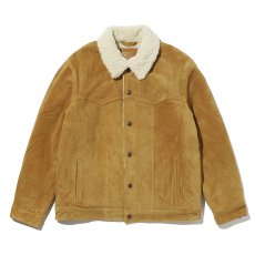 画像1: Levi's Weastern Suede Sherpa Trucker Jacket - Brown (1)