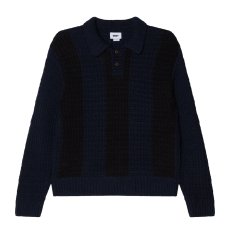 画像1: OBEY Textured Rugby Polo Sweater - Dark Navy (1)