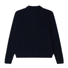 画像2: OBEY Textured Rugby Polo Sweater - Dark Navy (2)