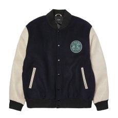 画像1: HUF Global Transit Varsity Jacket - Navy (1)