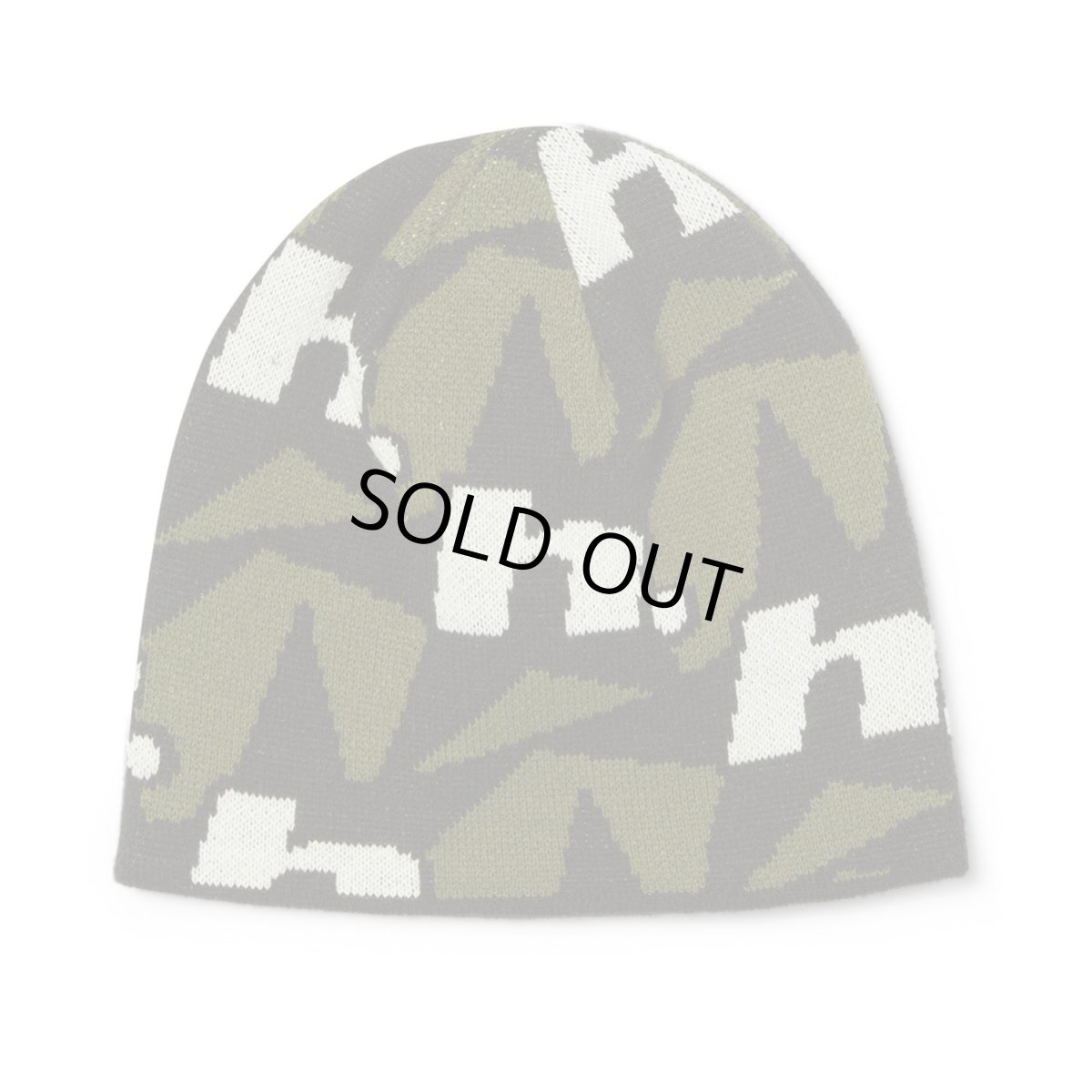 画像1: HUF H Star Repeat Skull Beanie - Olive (1)