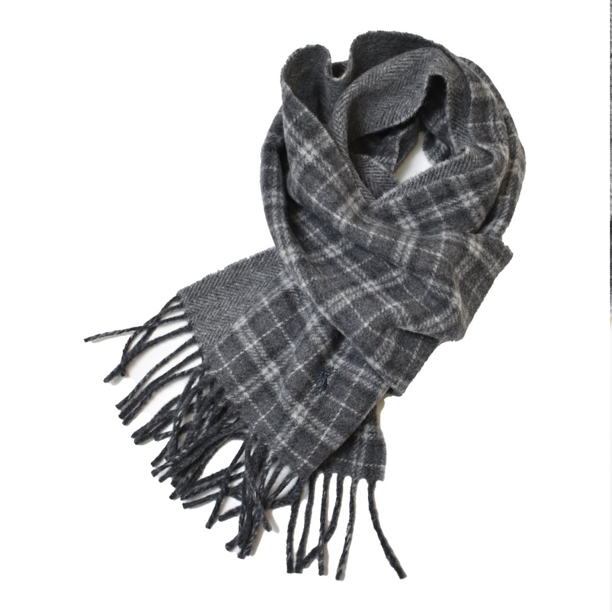 画像2: Polo Ralph Lauren Reversible Wool Scarf - Grey (2)