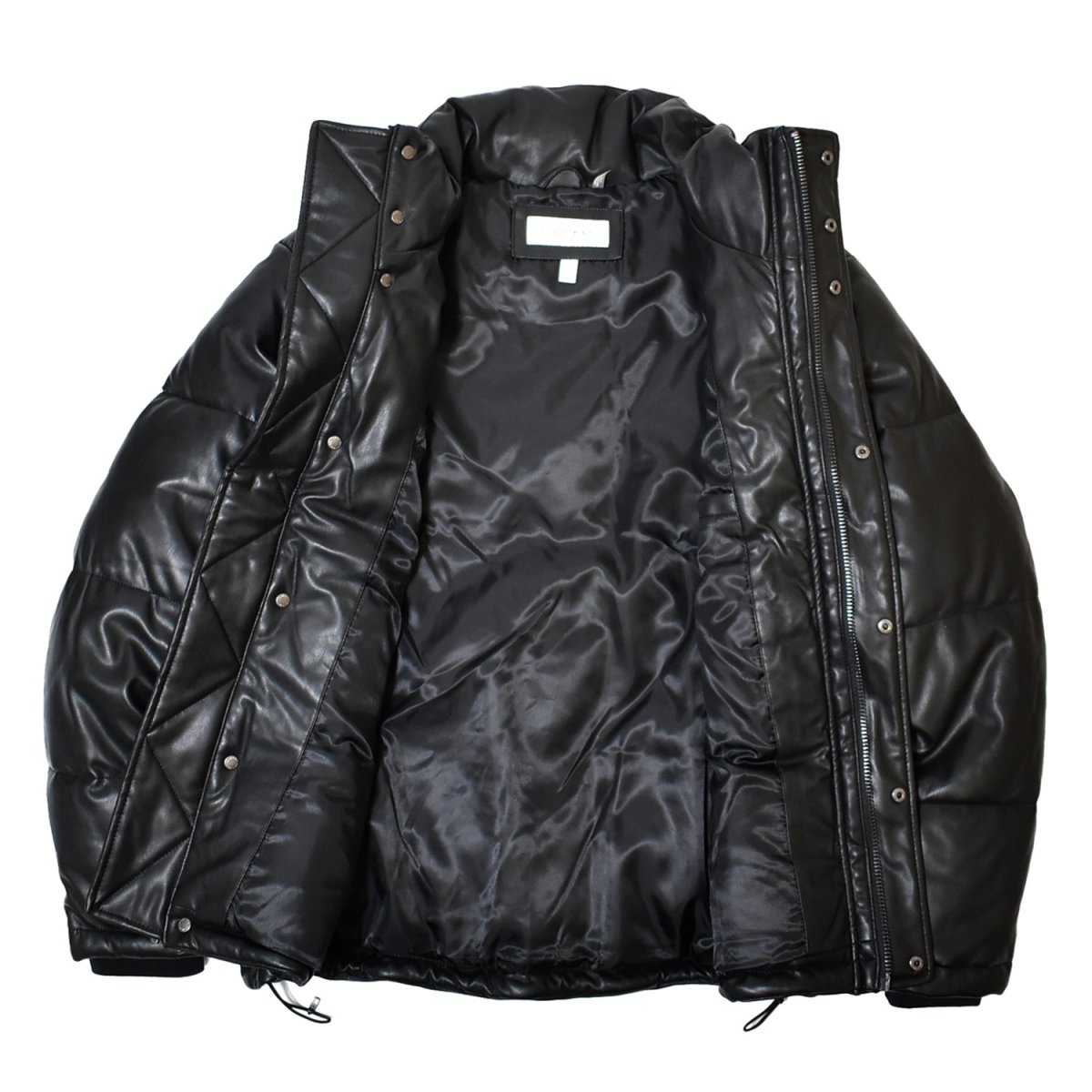画像2: Calvin Klein PU Leather Puffer Jacket - Black (2)