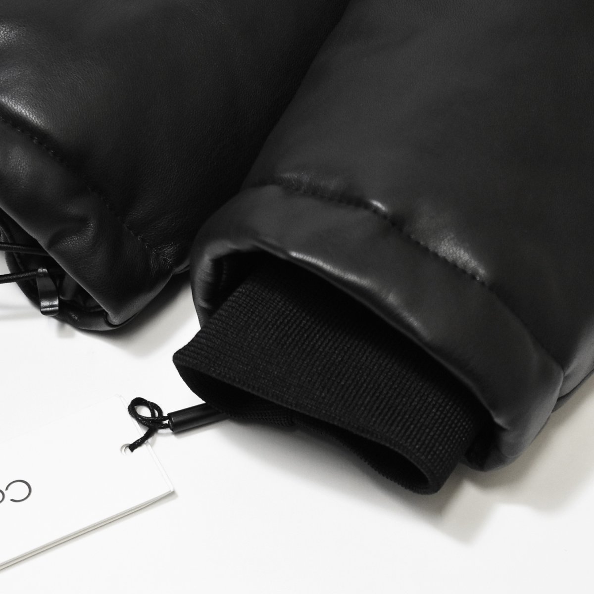 画像8: Calvin Klein PU Leather Puffer Jacket - Black (8)