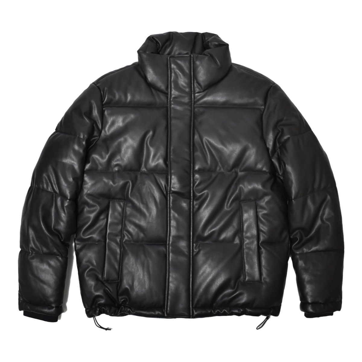 画像1: Calvin Klein PU Leather Puffer Jacket - Black (1)