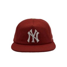 画像1: Uncle Jay's Vintage New York Yankees Melton Wool Cap - Brick Red (1)